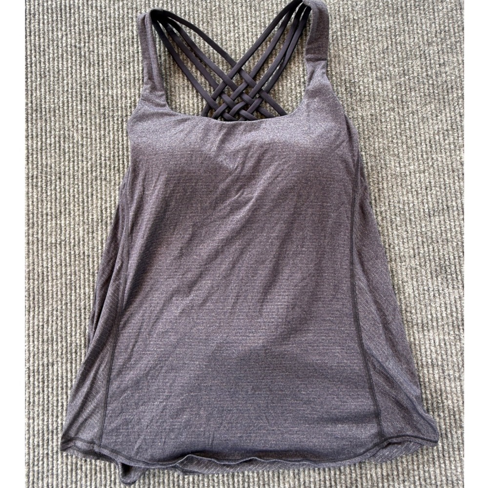 Lululemon Free To Be Wild Tank Top Strappy Back Heathered Gray Size 10